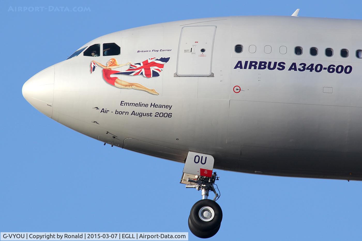 G-VYOU, 2006 Airbus A340-642 C/N 765, at lhr