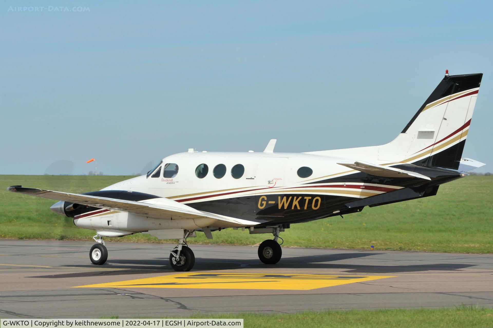 G-WKTO, 1977 Beech E90 King Air C/N LW-235, Arriving at Norwich for fuel stop.