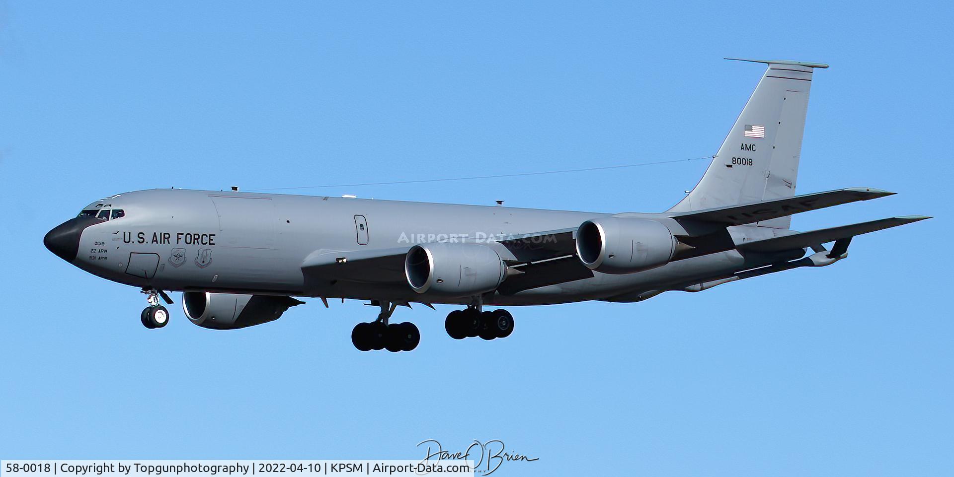 58-0018, 1958 Boeing KC-135R Stratotanker C/N 17763, NICE16 returning to Pease after a CAP sortie over DC
