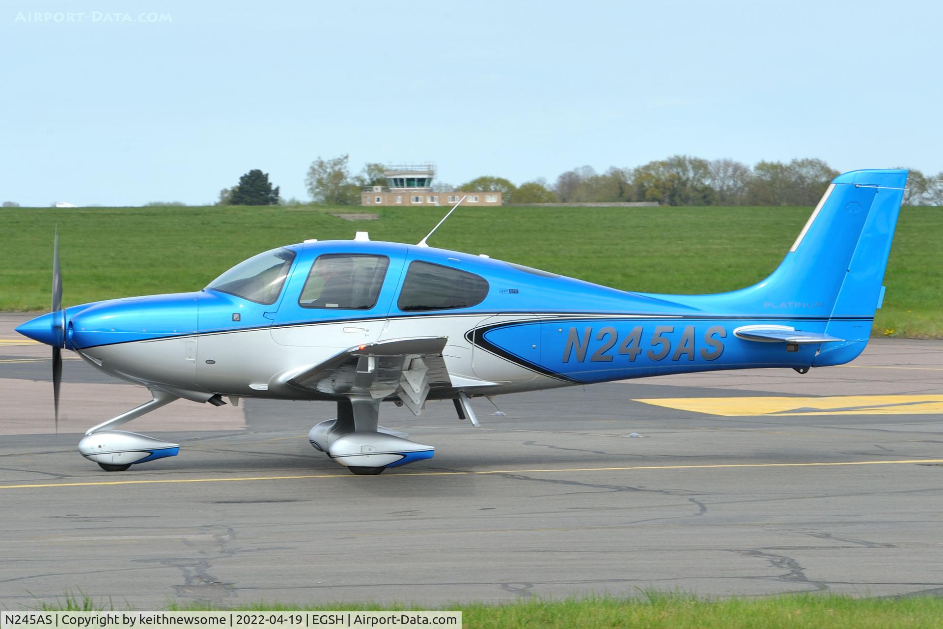 N245AS, 2021 Cirrus SR-22T C/N 2316, Arriving at Norwich from Fairoaks.