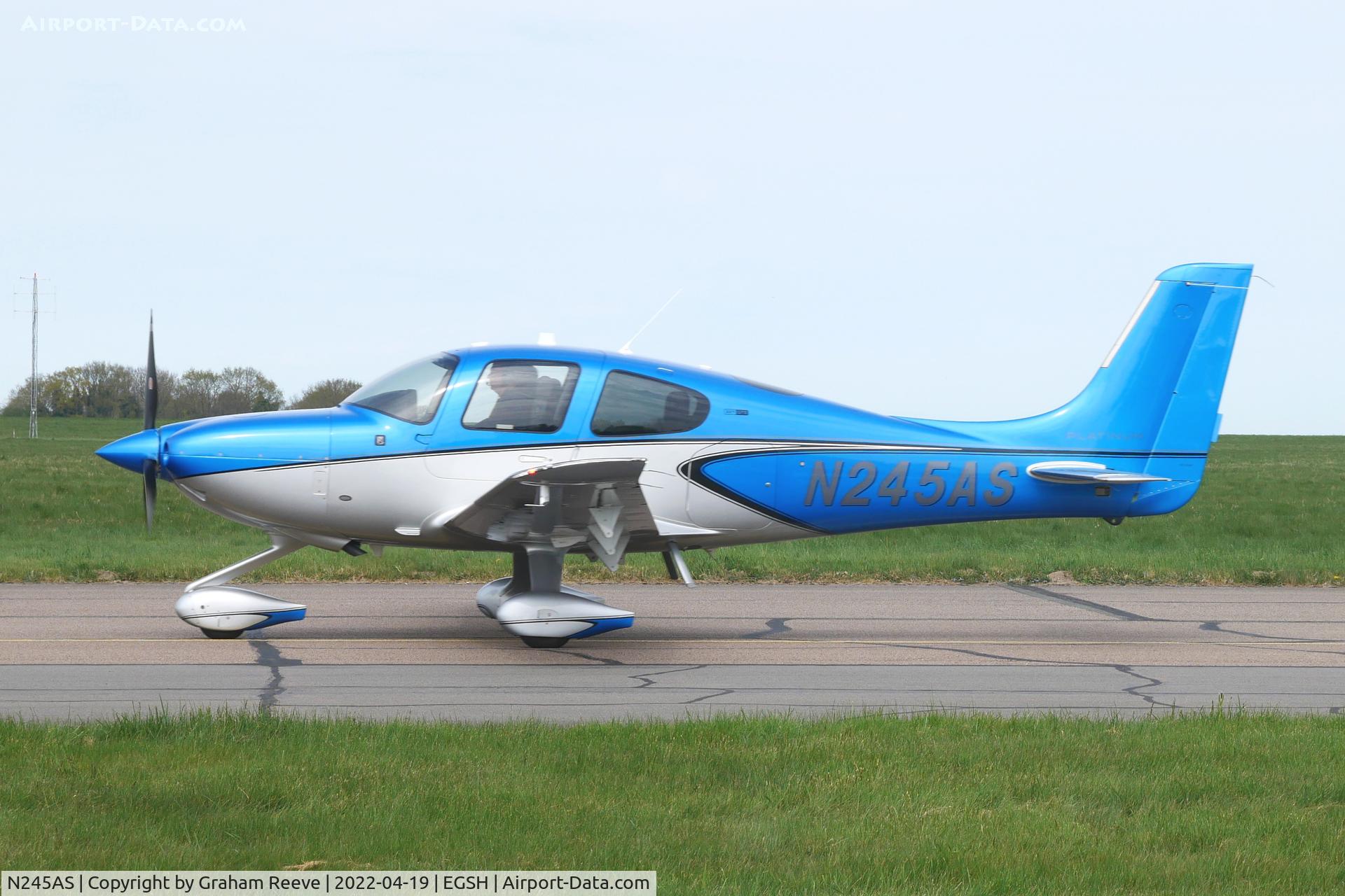 N245AS, 2021 Cirrus SR-22T C/N 2316, Just landed at Norwich.