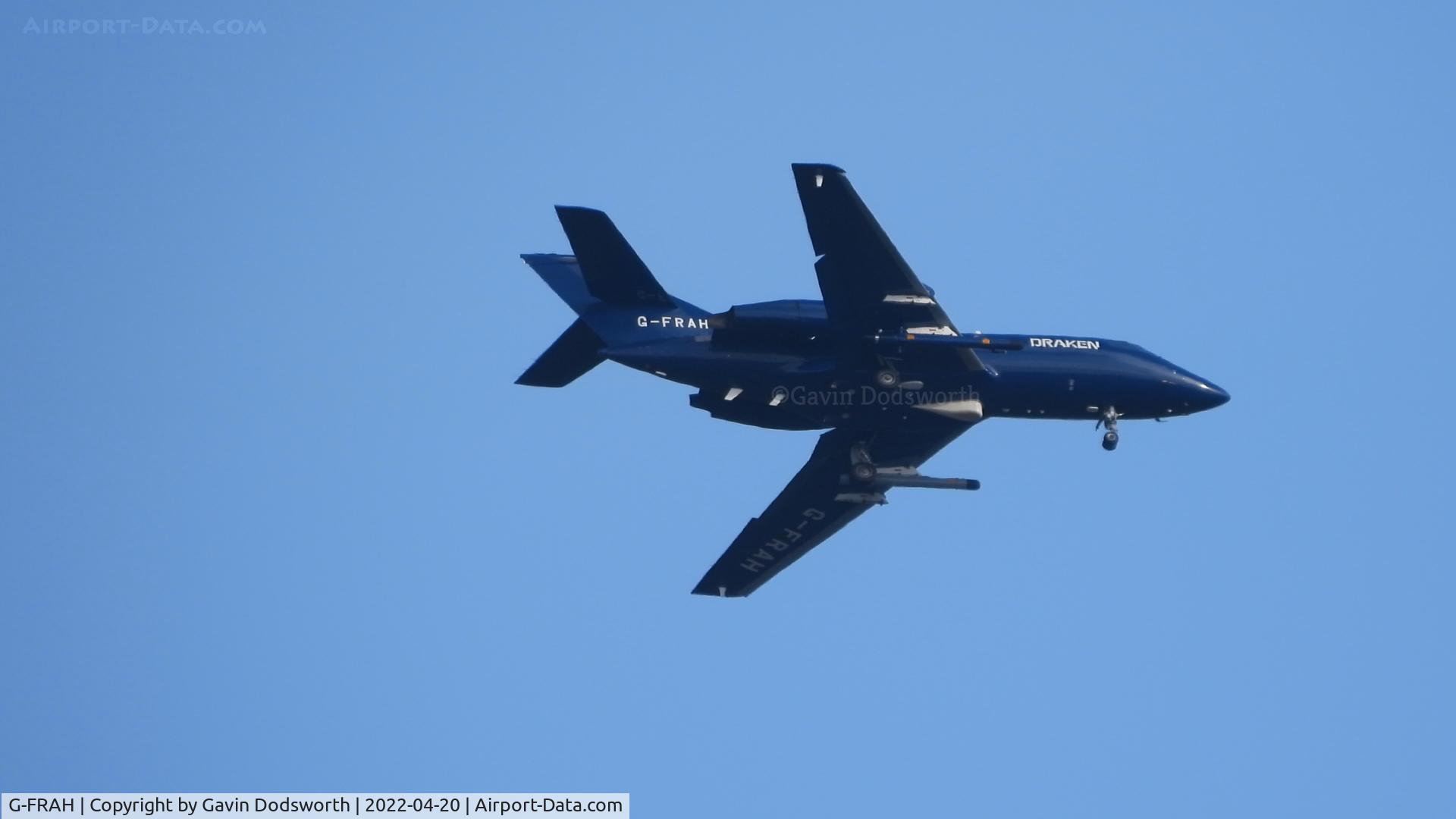 G-FRAH, 1969 Dassault Falcon (Mystere) 20DC C/N 223, Over Darlington on April 20th 2022 inbound to Teesside Airport