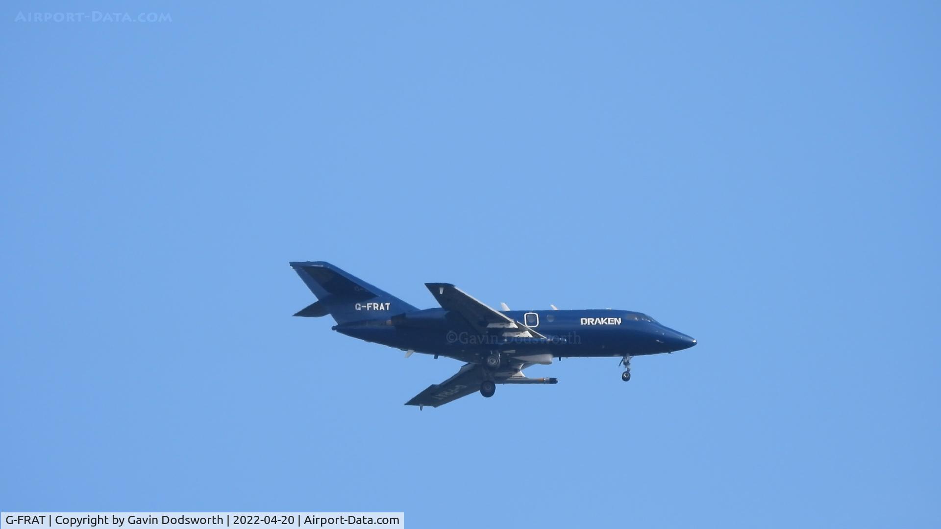 G-FRAT, 1967 Dassault Falcon (Mystere) 20DC C/N 87, Over Darlington on April 20th 2022 inbound to Teesside Airport