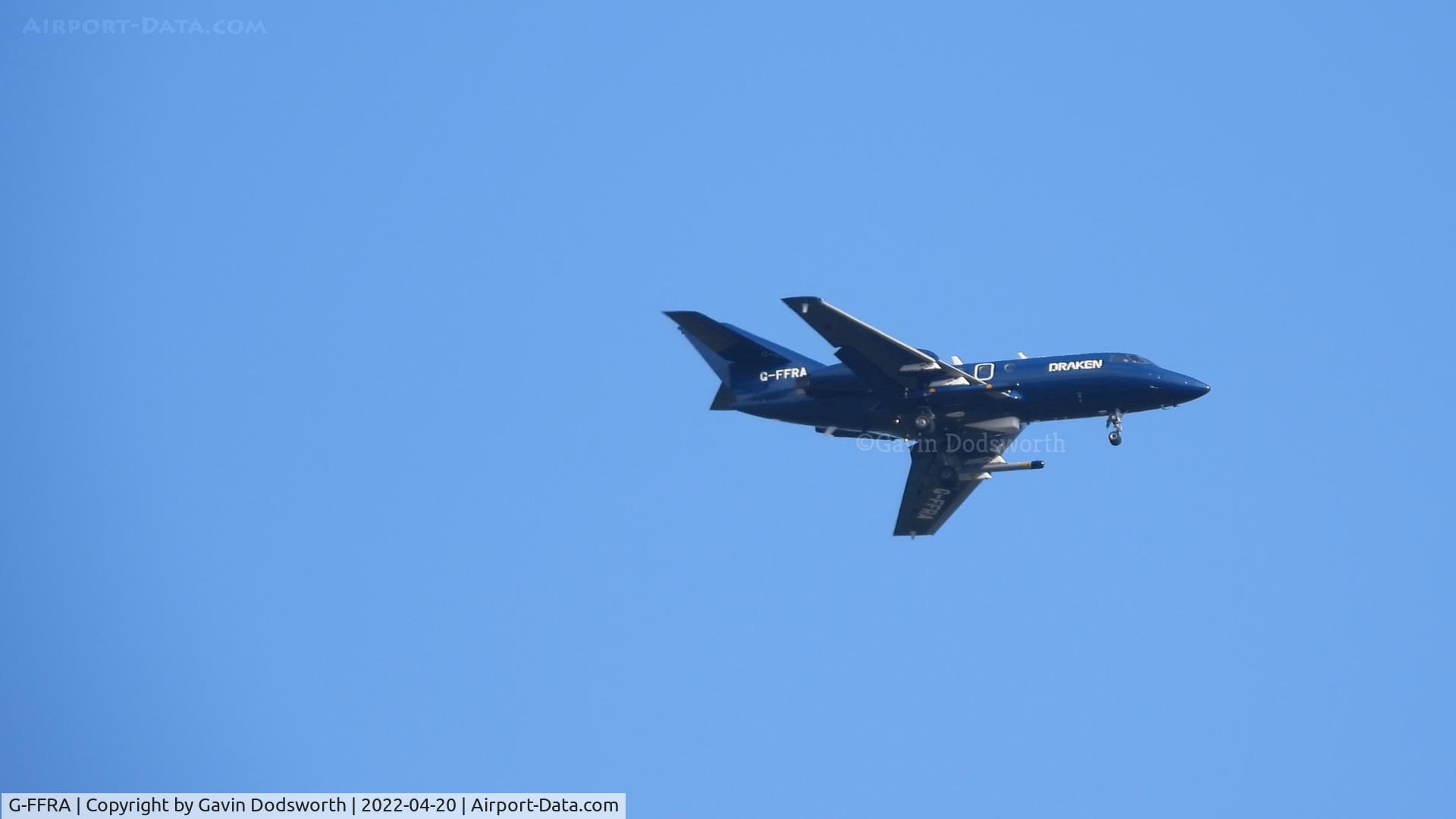 G-FFRA, 1968 Dassault Falcon (Mystere) 20DC C/N 132, Over Darlington on April 20th 2022 inbound to Teesside Airport
