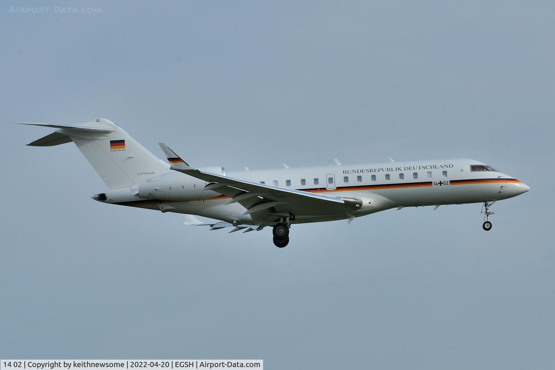 14 02, 2010 Bombardier BD-700-1A11 Global 5000 C/N 9404, Arriving at Norwich from Koln / Bonn.