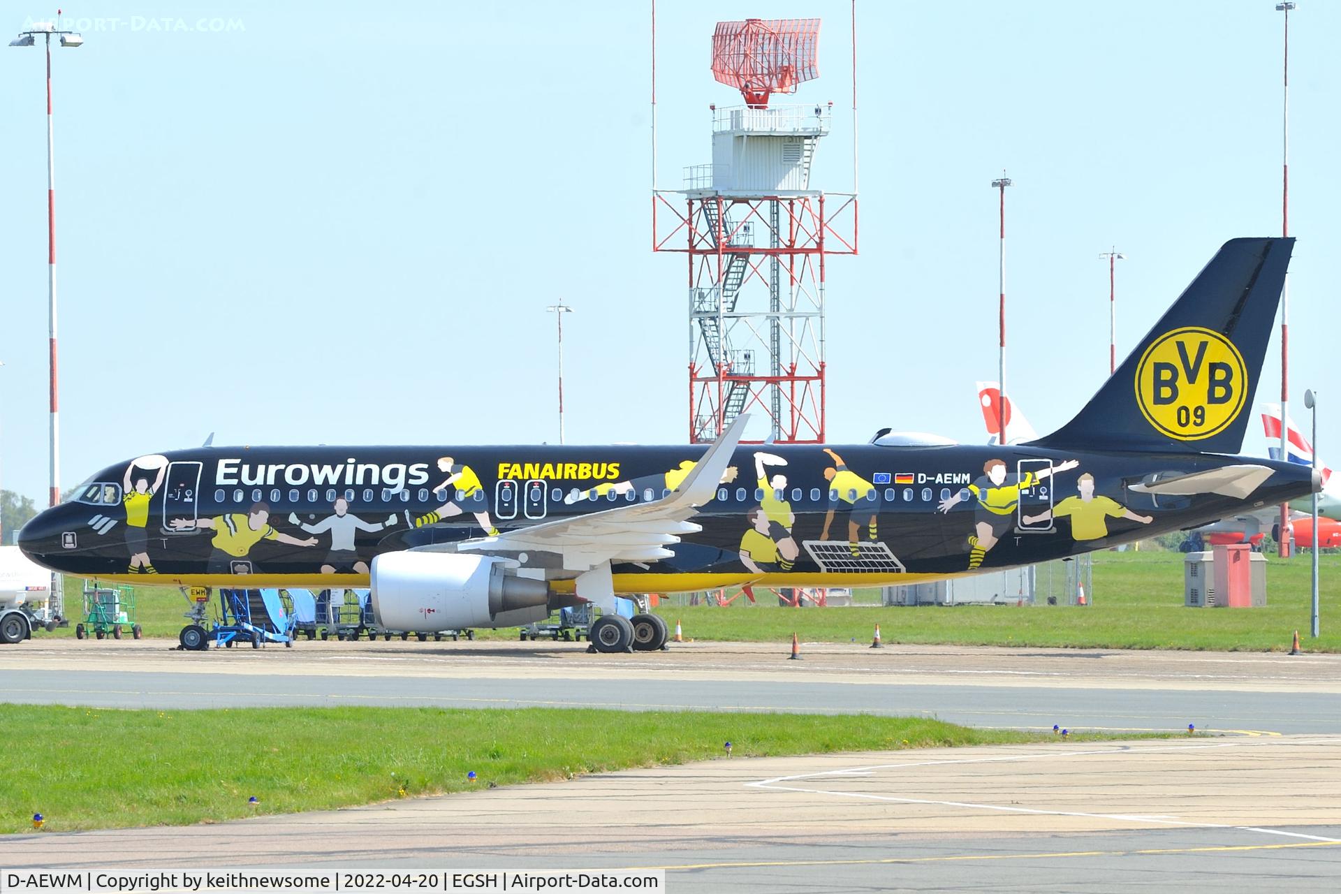 D-AEWM, 2016 Airbus A320-214 C/N 7259, Parked at Norwich with new colour scheme.