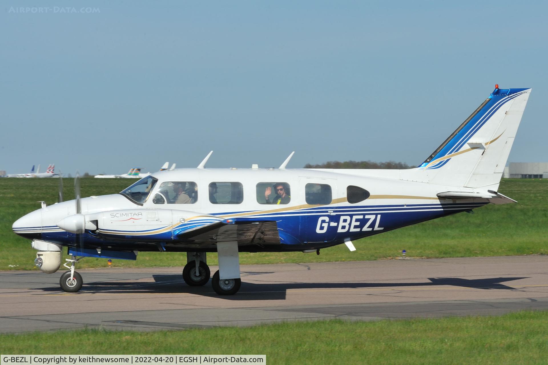 G-BEZL, 1977 Piper PA-31-310 Navajo Navajo C/N 31-7712054, Arriving at Norwich from Doncaster.