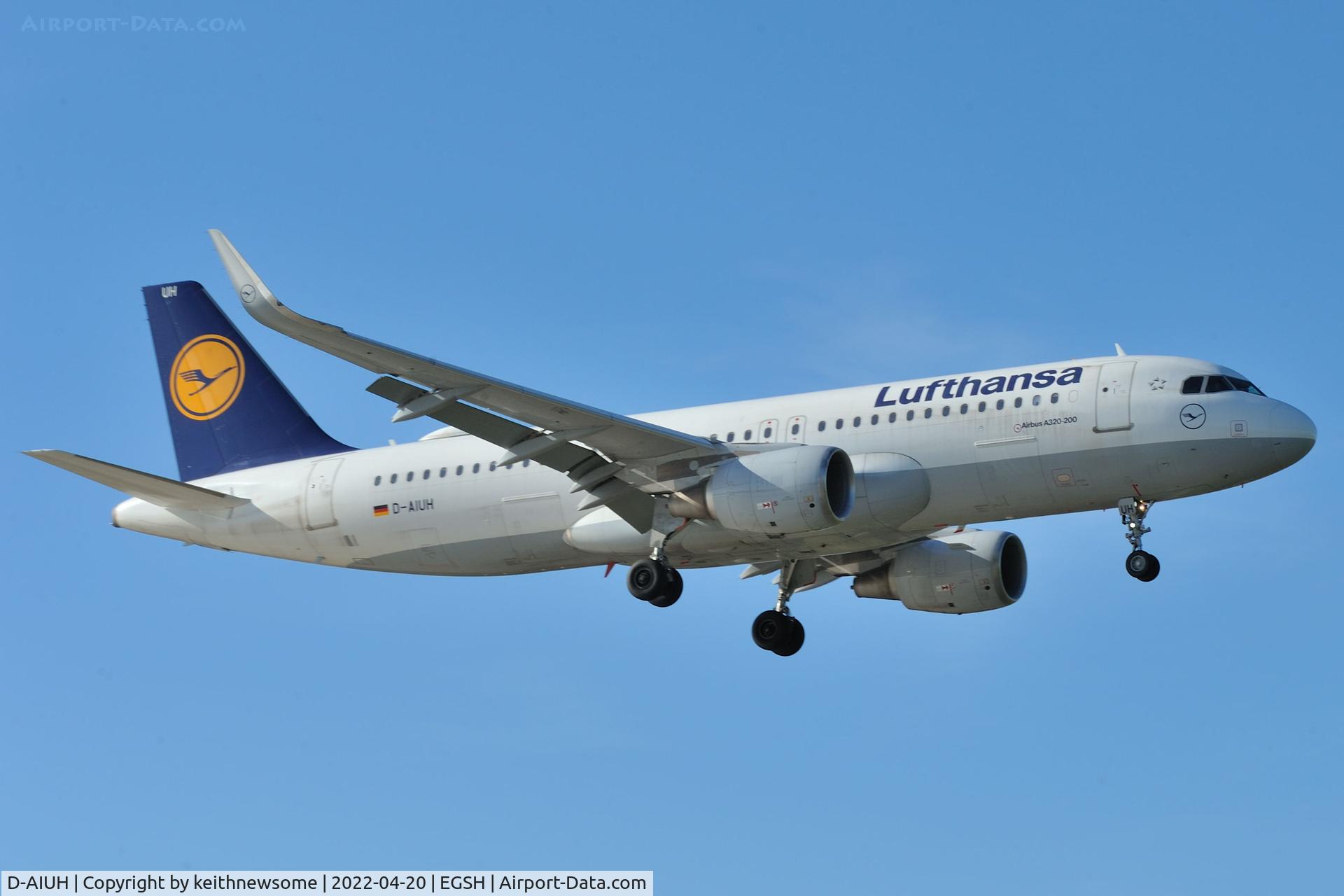 D-AIUH, 2014 Airbus A320-214 C/N 6225, Arriving at Norwich from Frankfurt for paintwork.