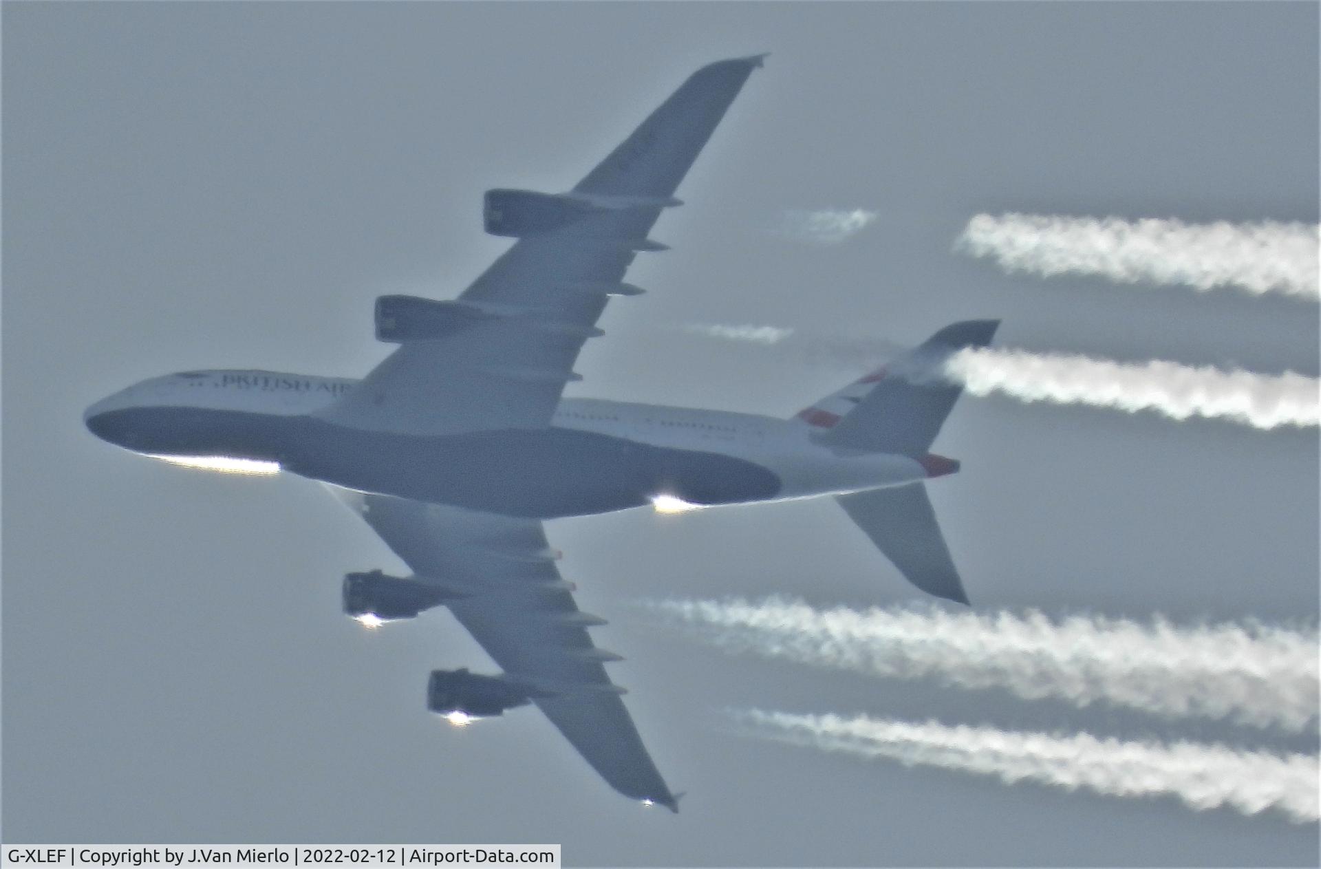 G-XLEF, 2013 Airbus A380-841 C/N 151, Cruising over Belgium