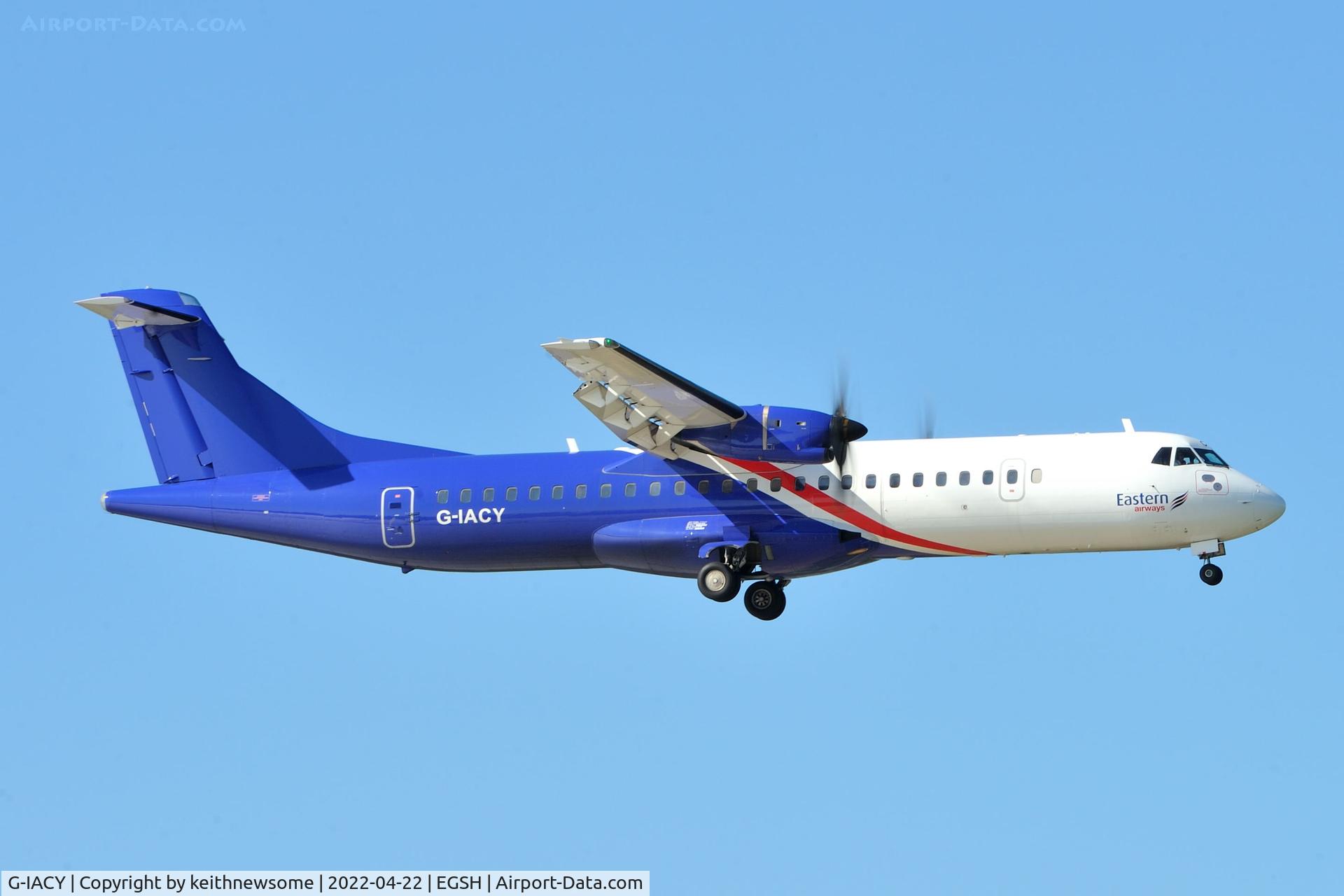 G-IACY, 2017 ATR 72-212 C/N 1448, Arriving at Norwich from Newcastle.