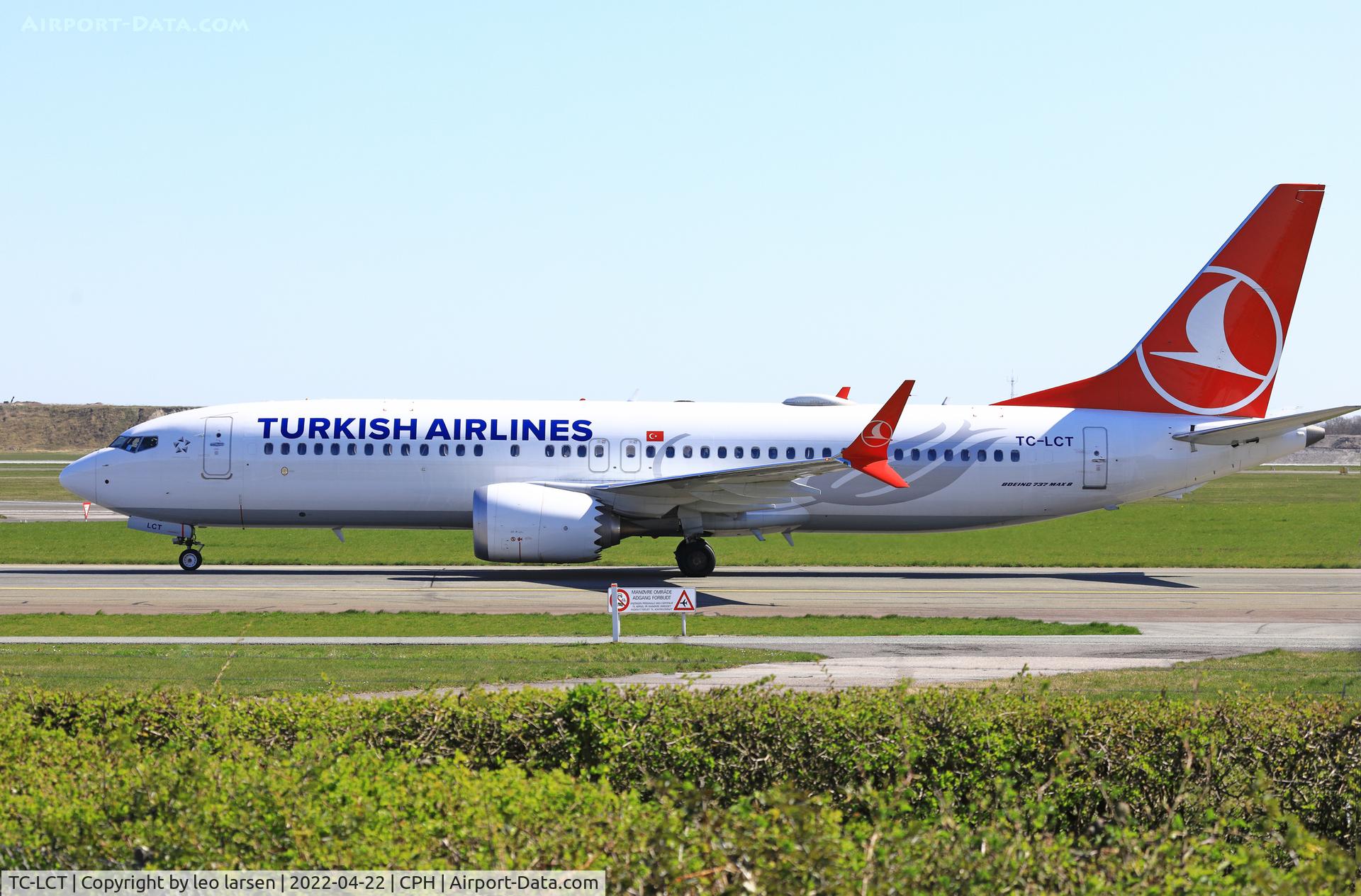 TC-LCT, 2019 Boeing 737-8 MAX C/N 60061, Copenhagen 22.4.2022