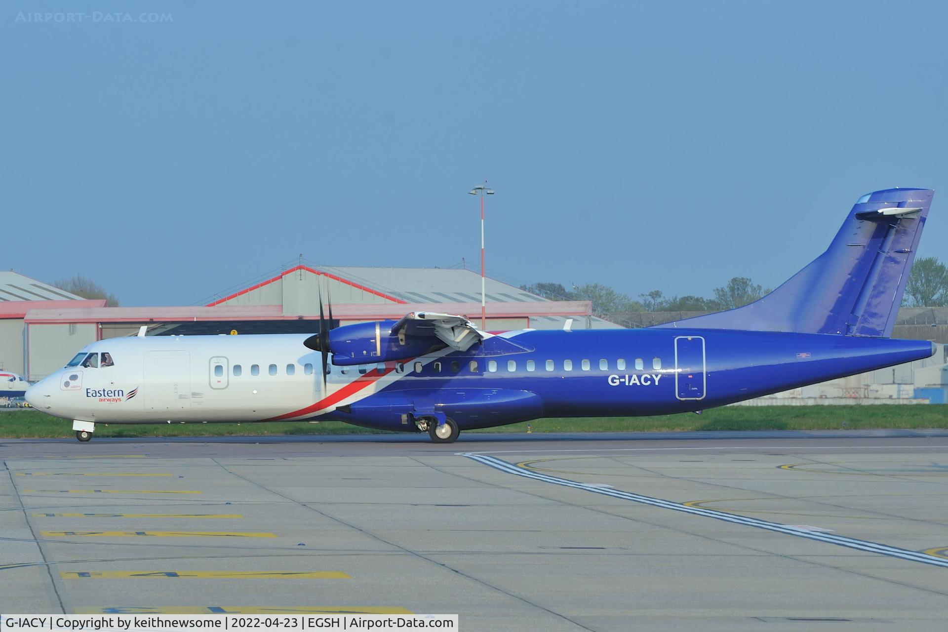 G-IACY, 2017 ATR 72-212 C/N 1448, Leaving Norwich for Newcastle.