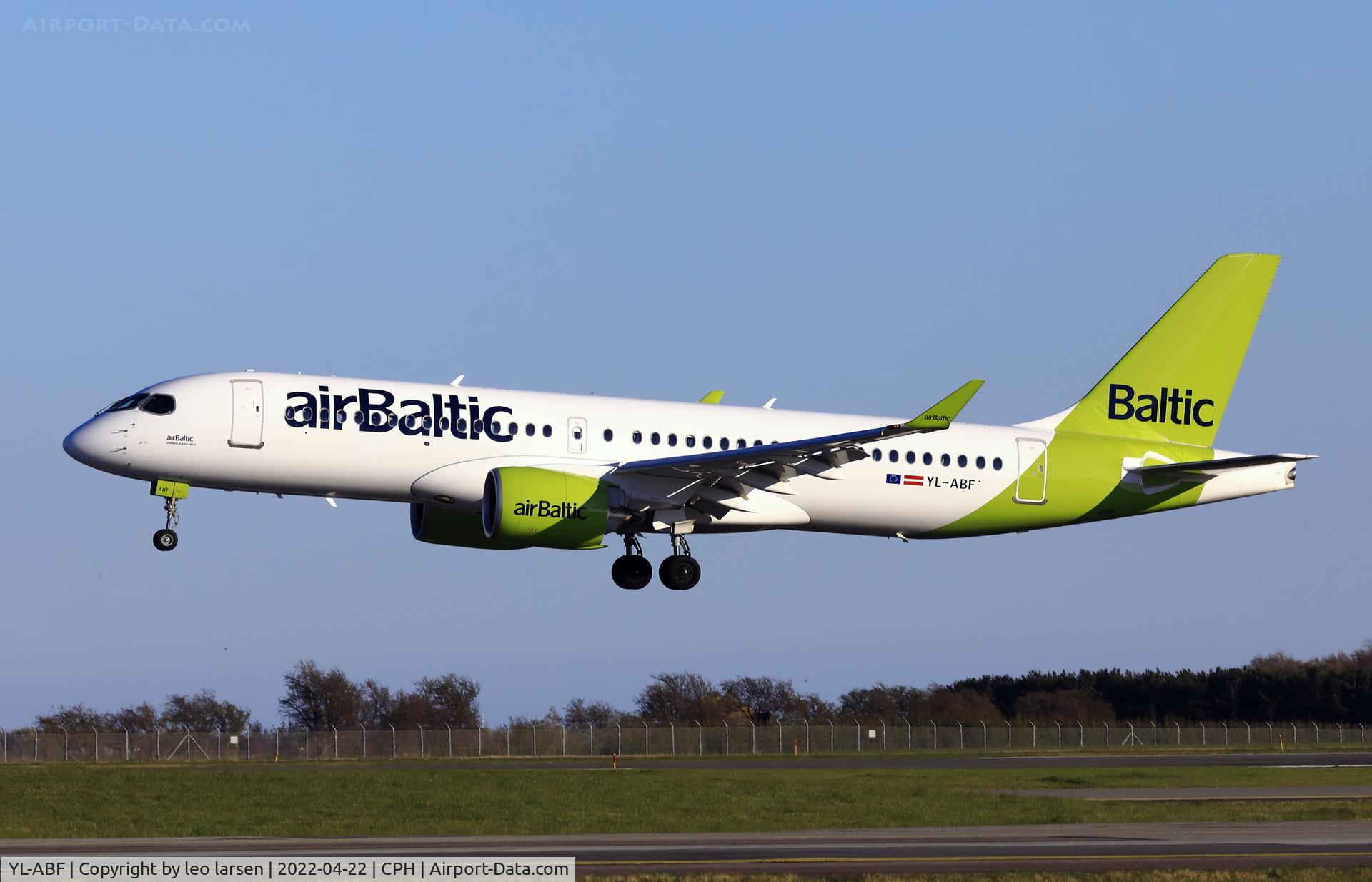 YL-ABF, 2021 Airbus A220-300 C/N 55133, Copenhagen 22.4.2022