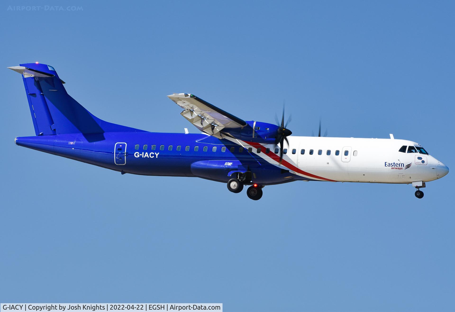G-IACY, 2017 ATR 72-212 C/N 1448, Arriving at Norwich.