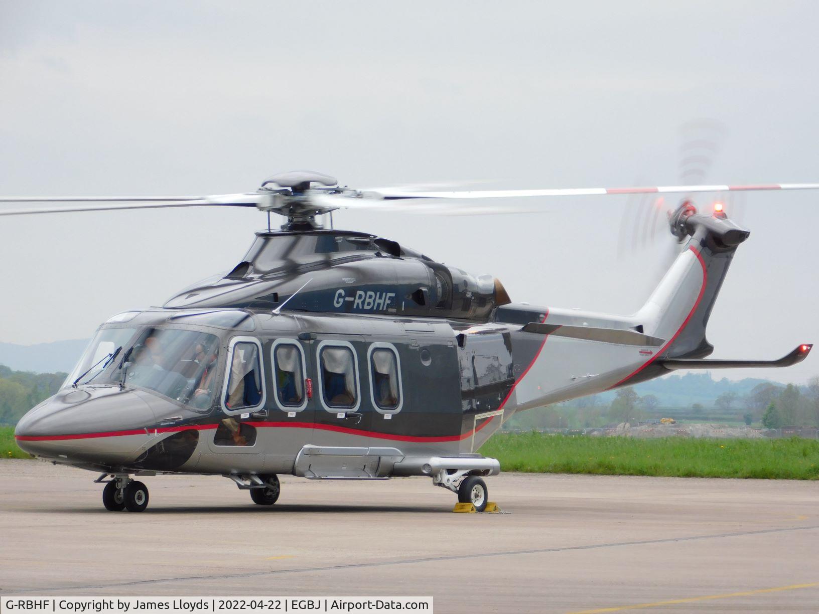 G-RBHF, 2018 Leonardo AW-139 C/N 31750, At Gloucestershire Airport.