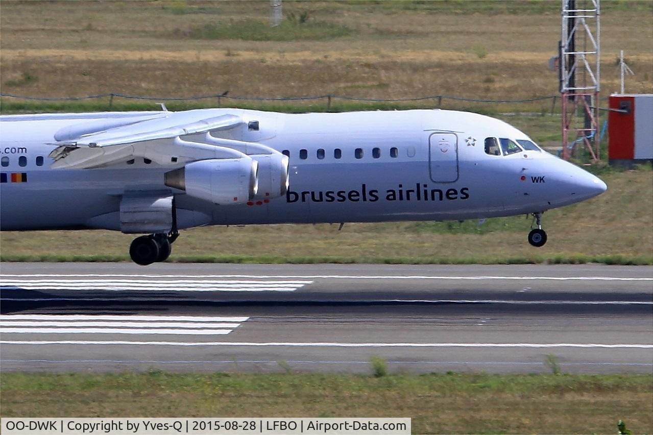 OO-DWK, 1999 British Aerospace Avro 146-RJ100 C/N E3360, British Aerospace RJ100, Landing rwy 14R, Toulouse-Blagnac Airport (LFBO-TLS)