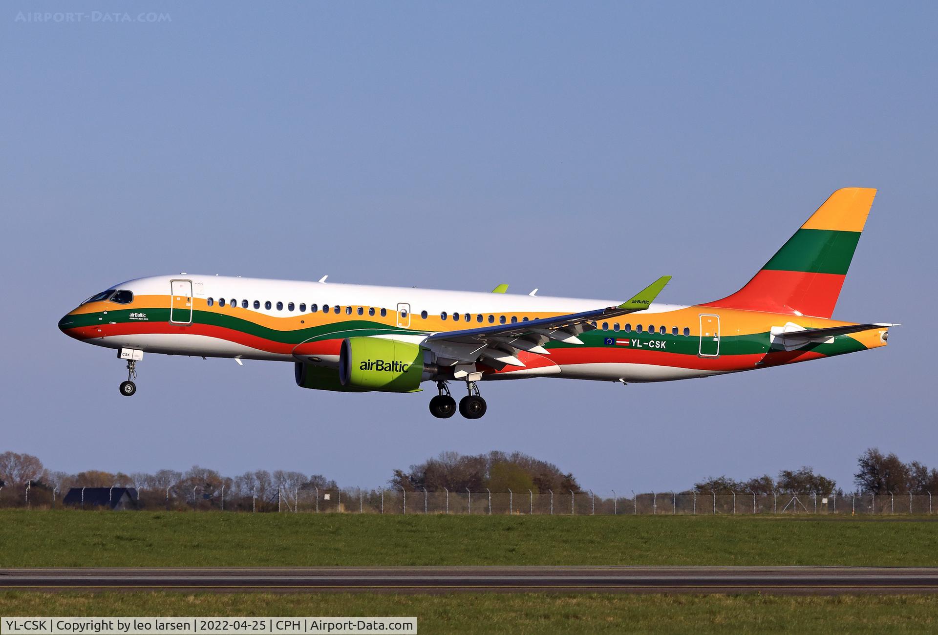 YL-CSK, 2018 Airbus A220-300 C/N 55039, Copenhagen 25.4.2022