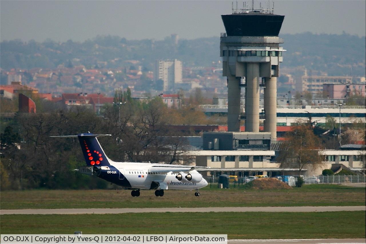 OO-DJX, 1996 British Aerospace Avro 146-RJ85 C/N E.2297, BAE Systems RJ85, Landing Rwy 14L, Toulouse Blagnac Airport (LFBO-TLS)