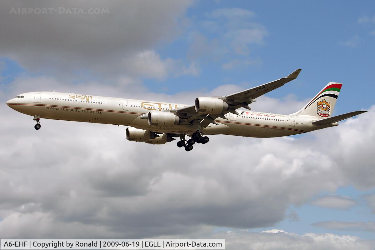 A6-EHF, 2007 Airbus A340-642X C/N 837, at lhr