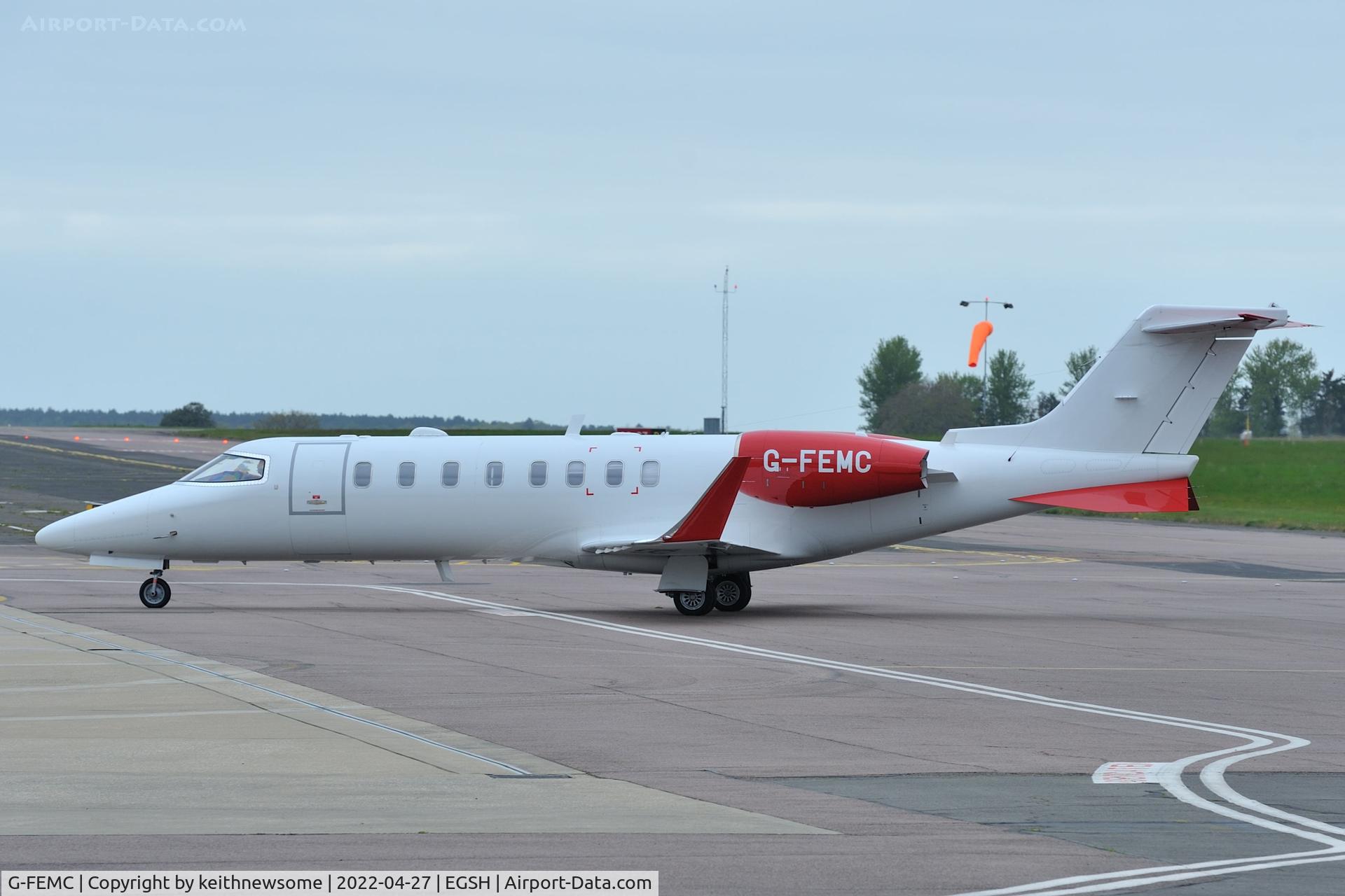 G-FEMC, 2000 Learjet 45 C/N 45-097, Arriving at Norwich from Belfast.