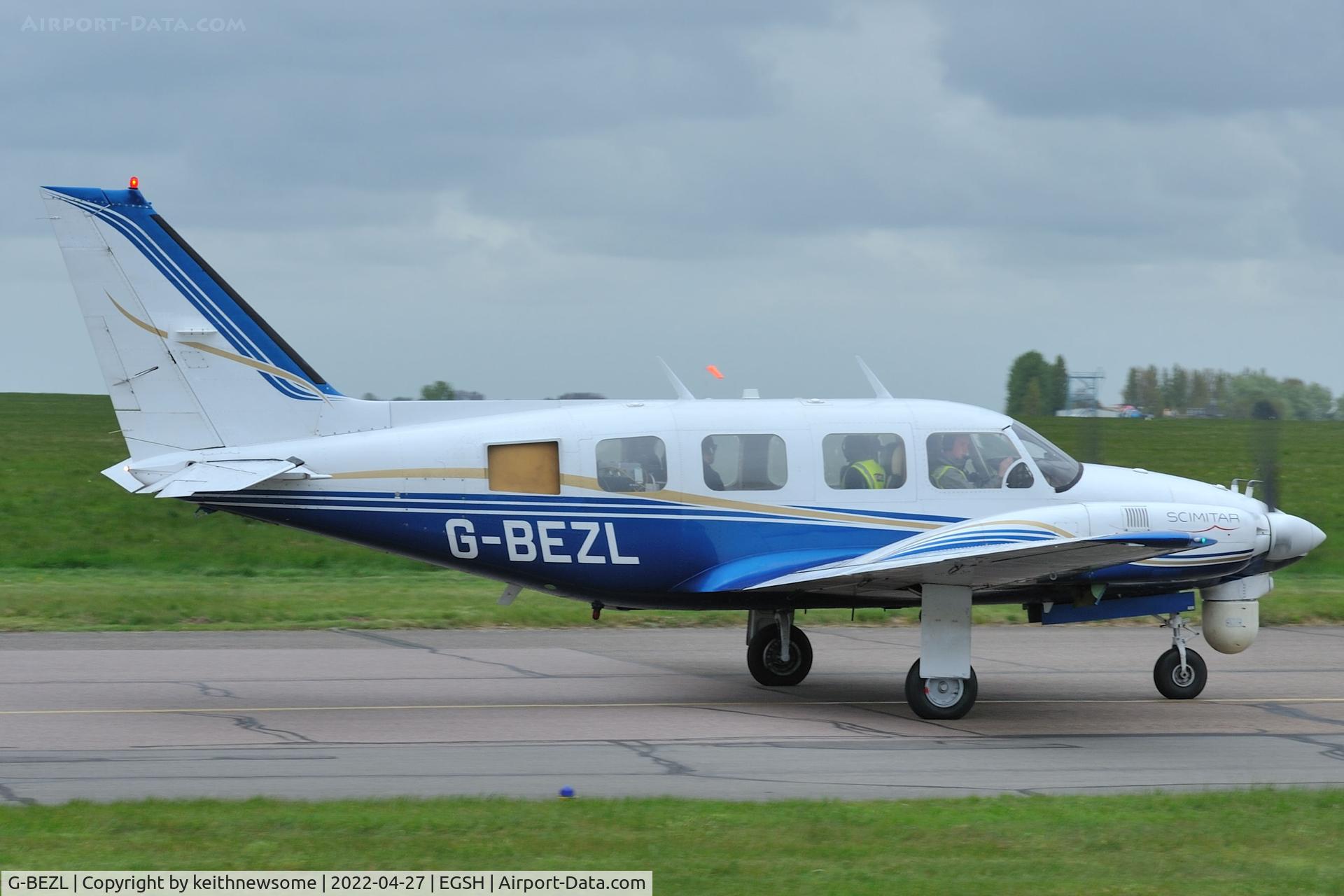 G-BEZL, 1977 Piper PA-31-310 Navajo Navajo C/N 31-7712054, Leaving Norwich for Doncaster.