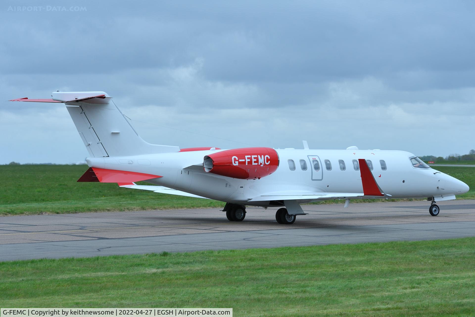 G-FEMC, 2000 Learjet 45 C/N 45-097, Leaving Norwich for Edinburgh.