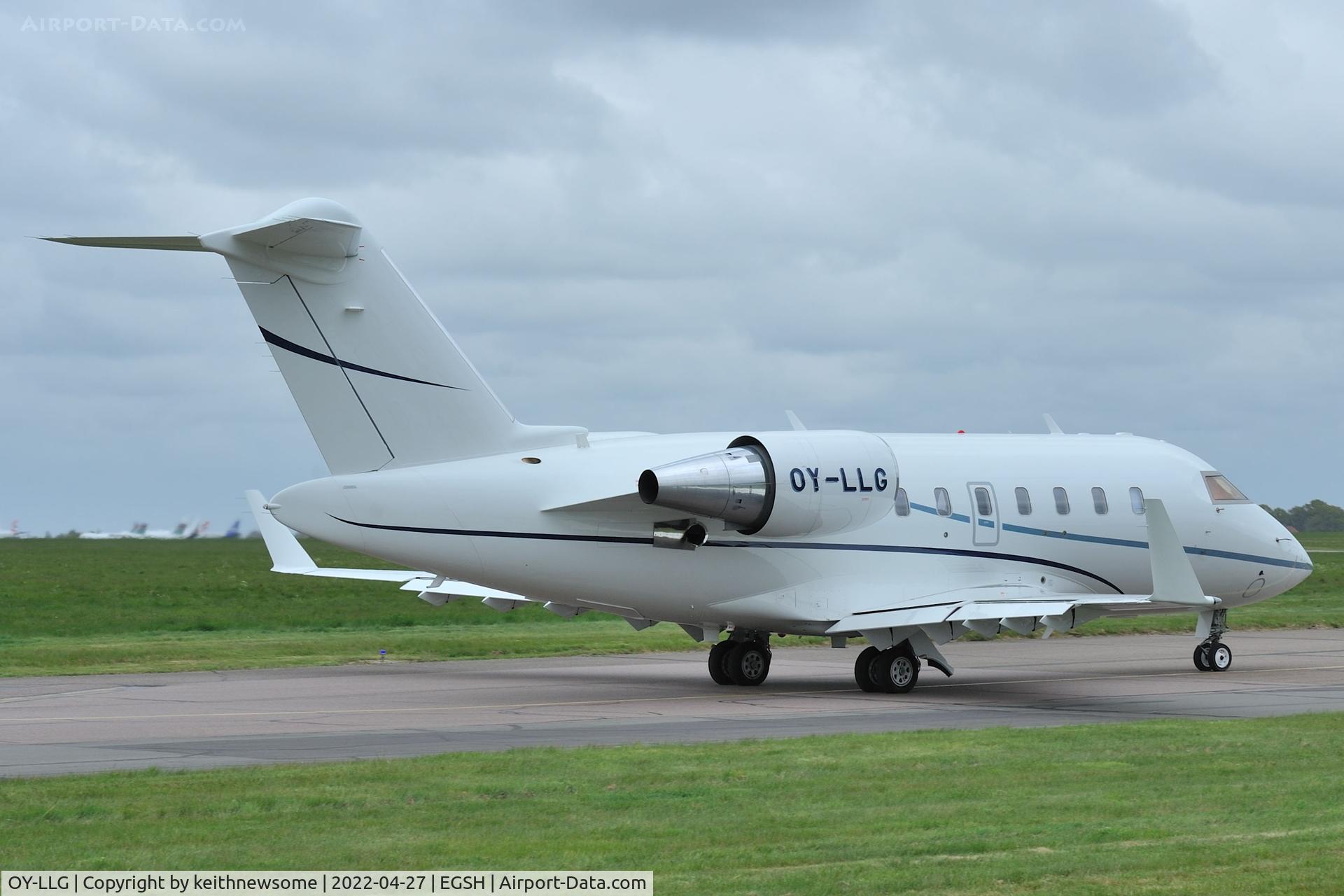 OY-LLG, 2020 Canadair Challenger 604 (CL-600-2B16) C/N 6156, Leaving Norwich for Billund, Denmark.