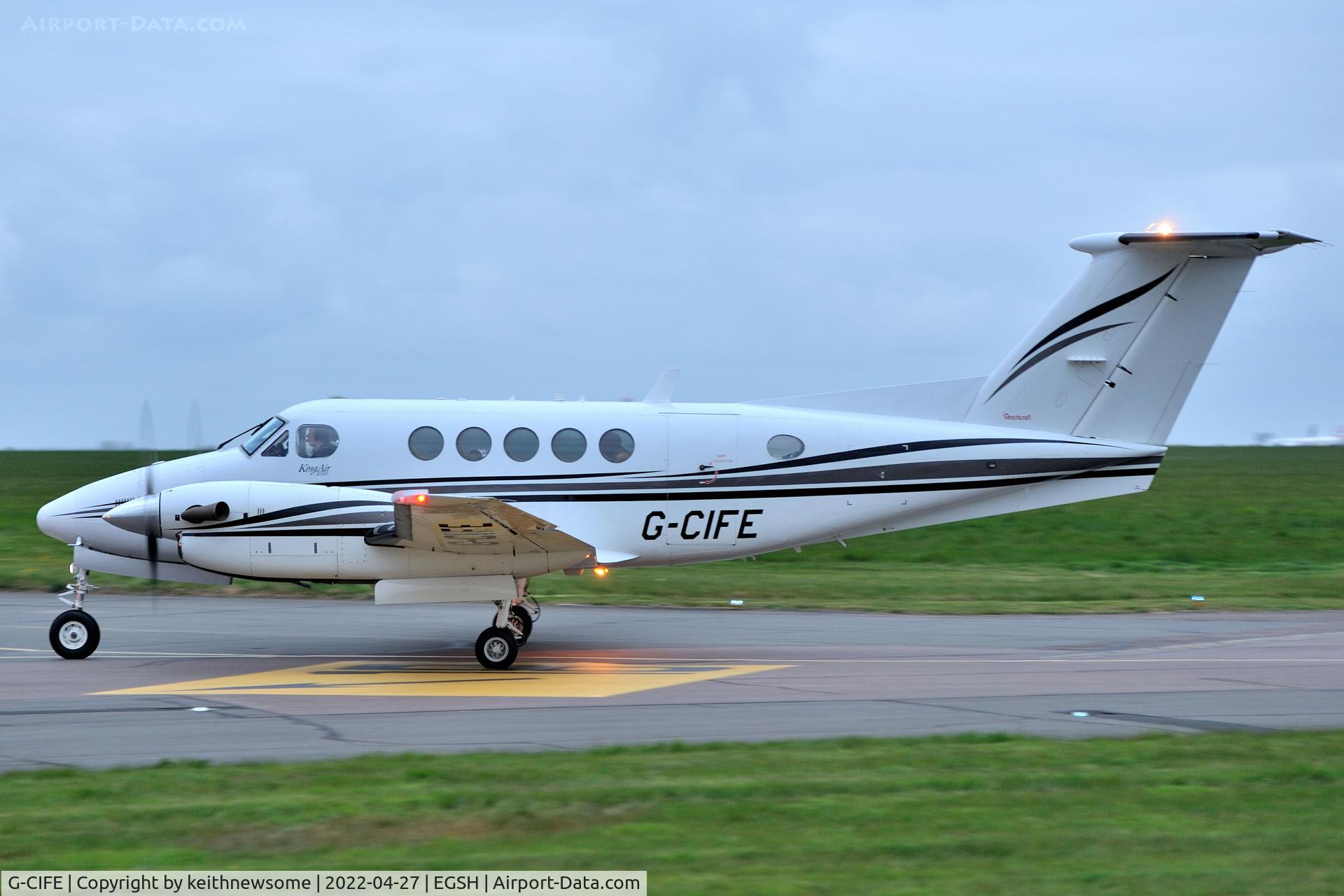 G-CIFE, 2003 Raytheon B200 King Air C/N BB-1829, Arriving at Norwich from Inverness.