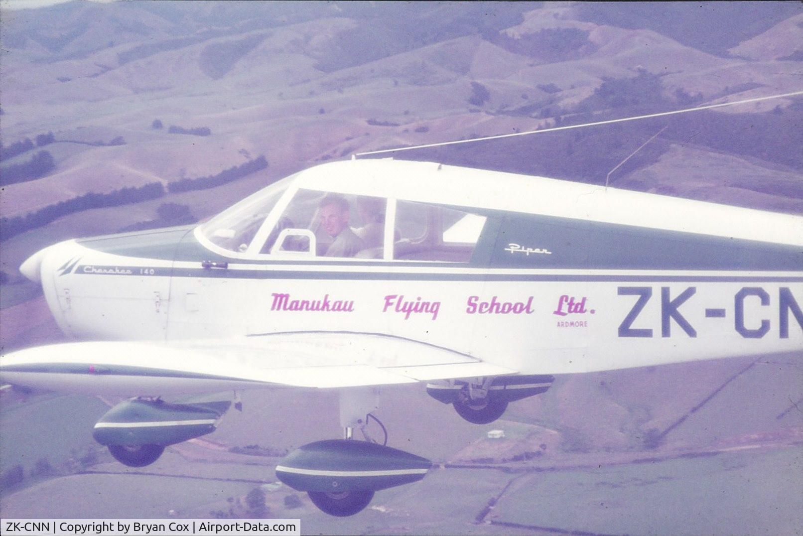 ZK-CNN, Piper PA-28-140 C/N 28-21112, In Formation with ZK-CNU in Clevedon Valley about 1969, being flown by me with ZK-CNU flown by Neil McGowan