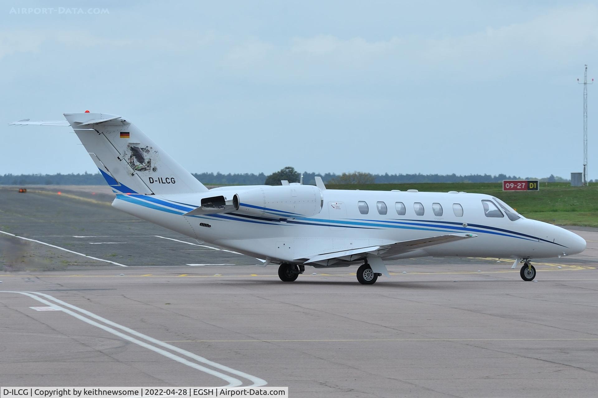 D-ILCG, 2005 Cessna 525A CitationJet CJ2 C/N 525A-0230, Leaving Norwich for Leipzig, Germany.