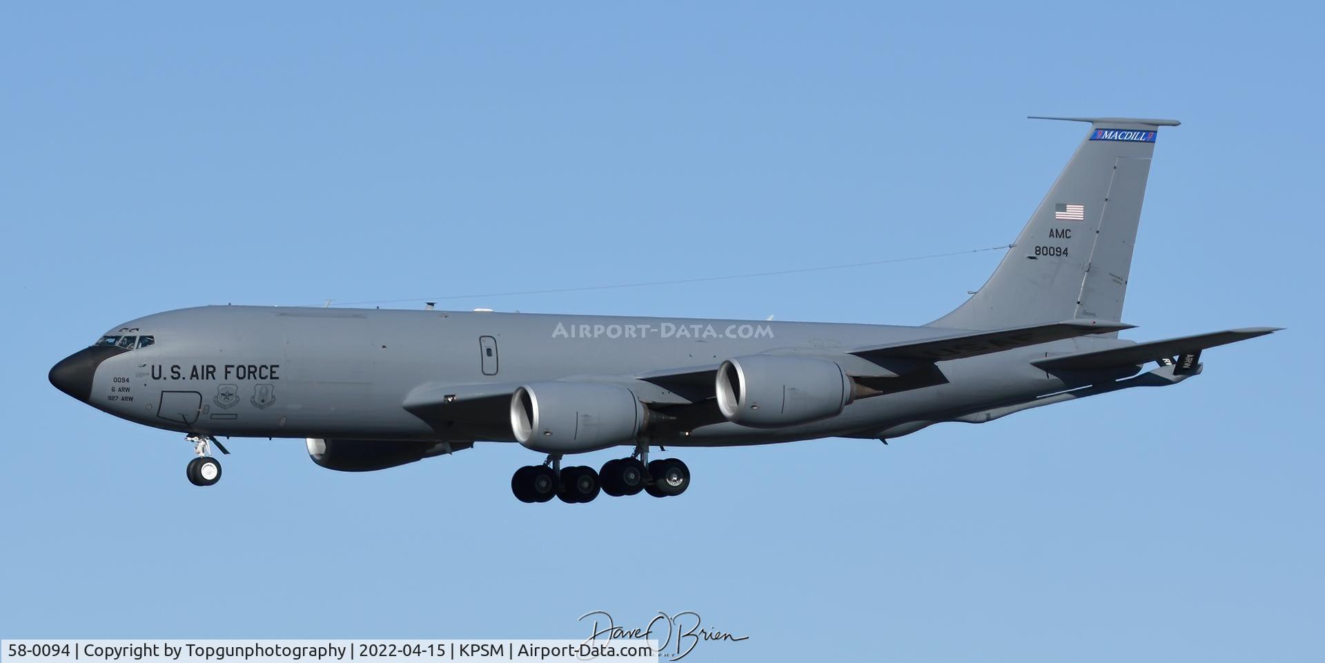 58-0094, 1958 Boeing KC-135T Stratotanker C/N 17839, TABOO12 coming back to PSM after working CAP over DC