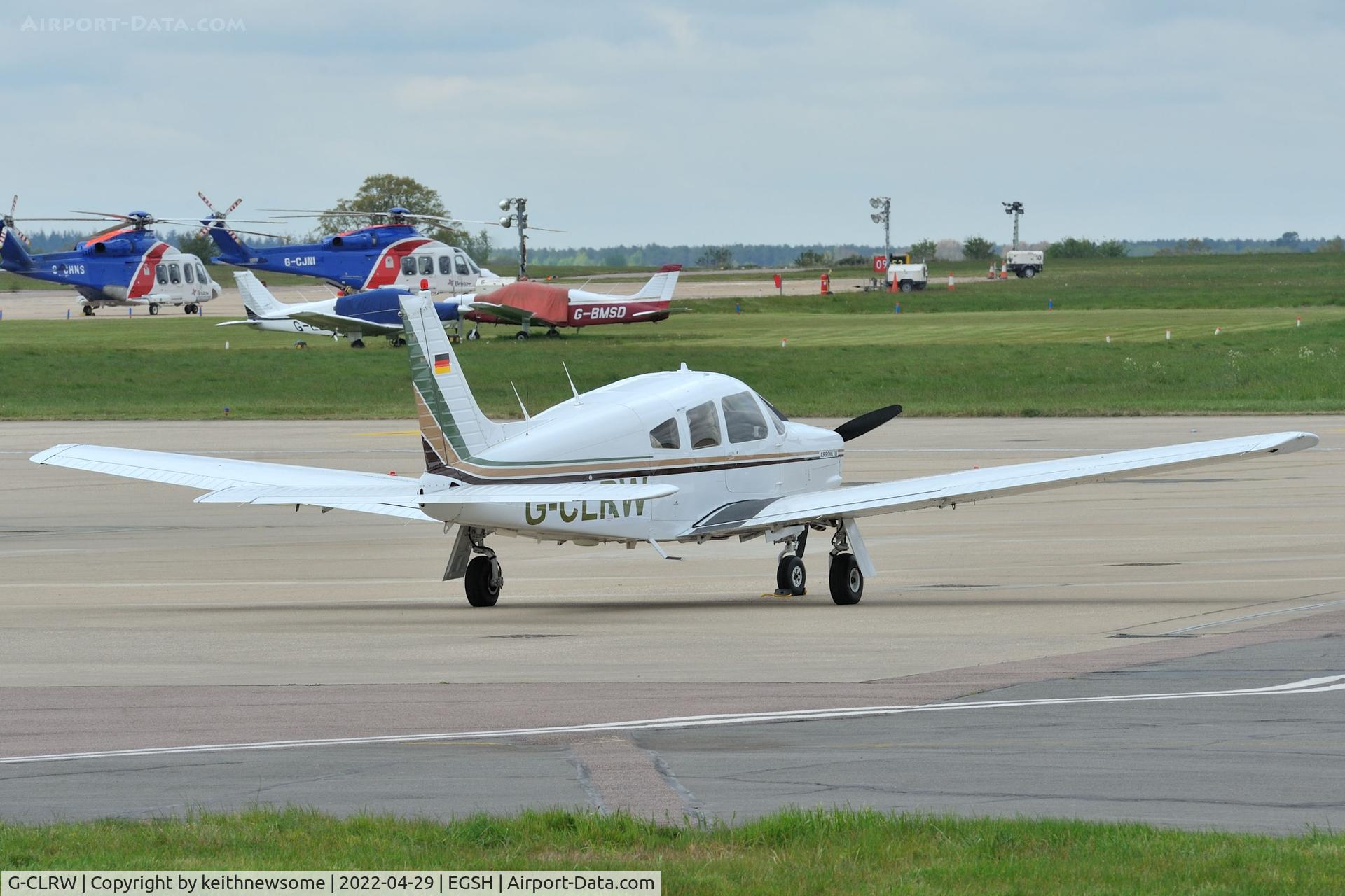 G-CLRW, 1978 Piper PA-28R-201 Cherokee Arrow III C/N 28R-7837199, Parked at Norwich.