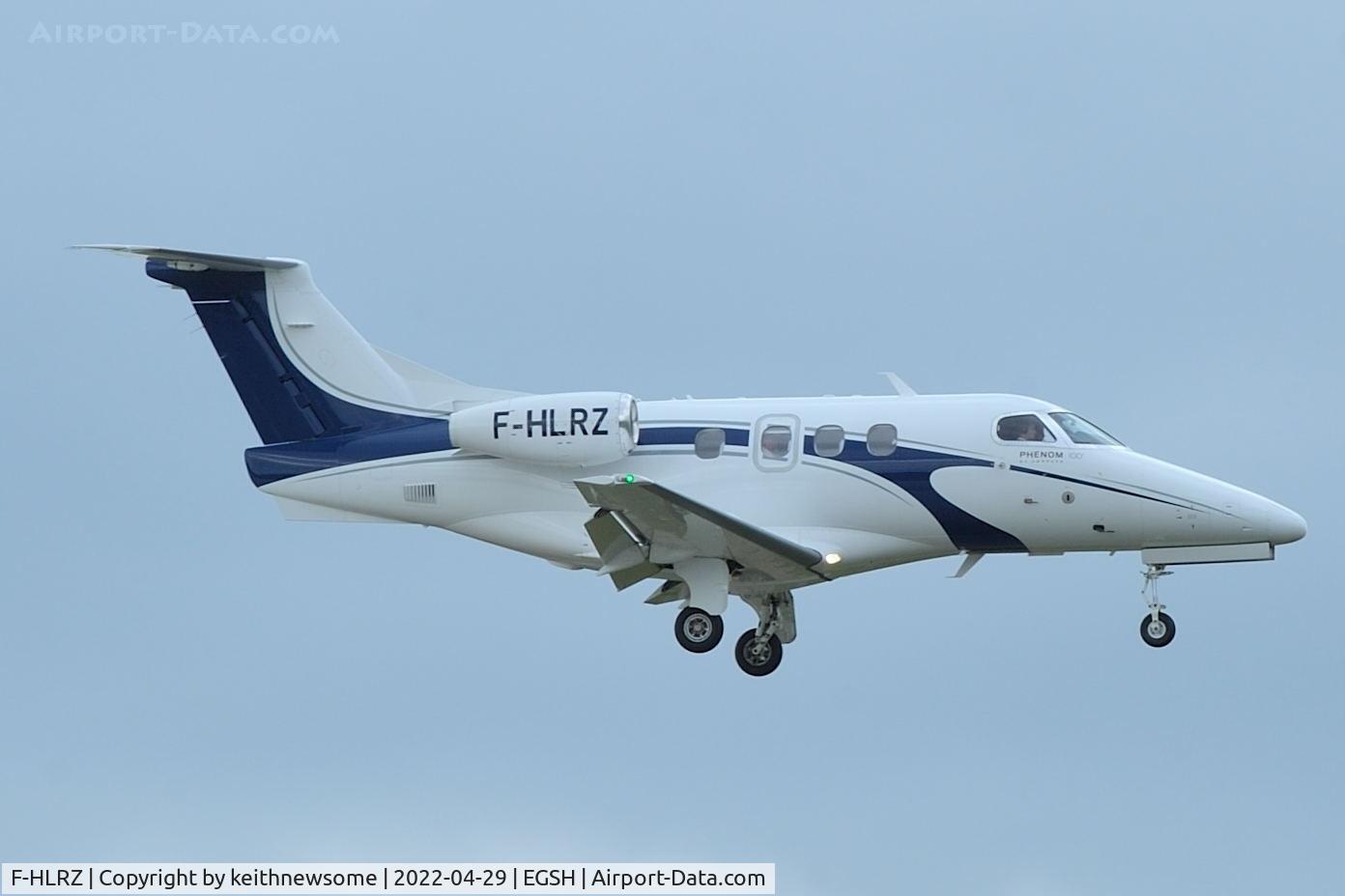 F-HLRZ, 2010 Embraer EMB-500 Phenom 100 C/N 50000165, Arriving at Norwich from Nice, France.