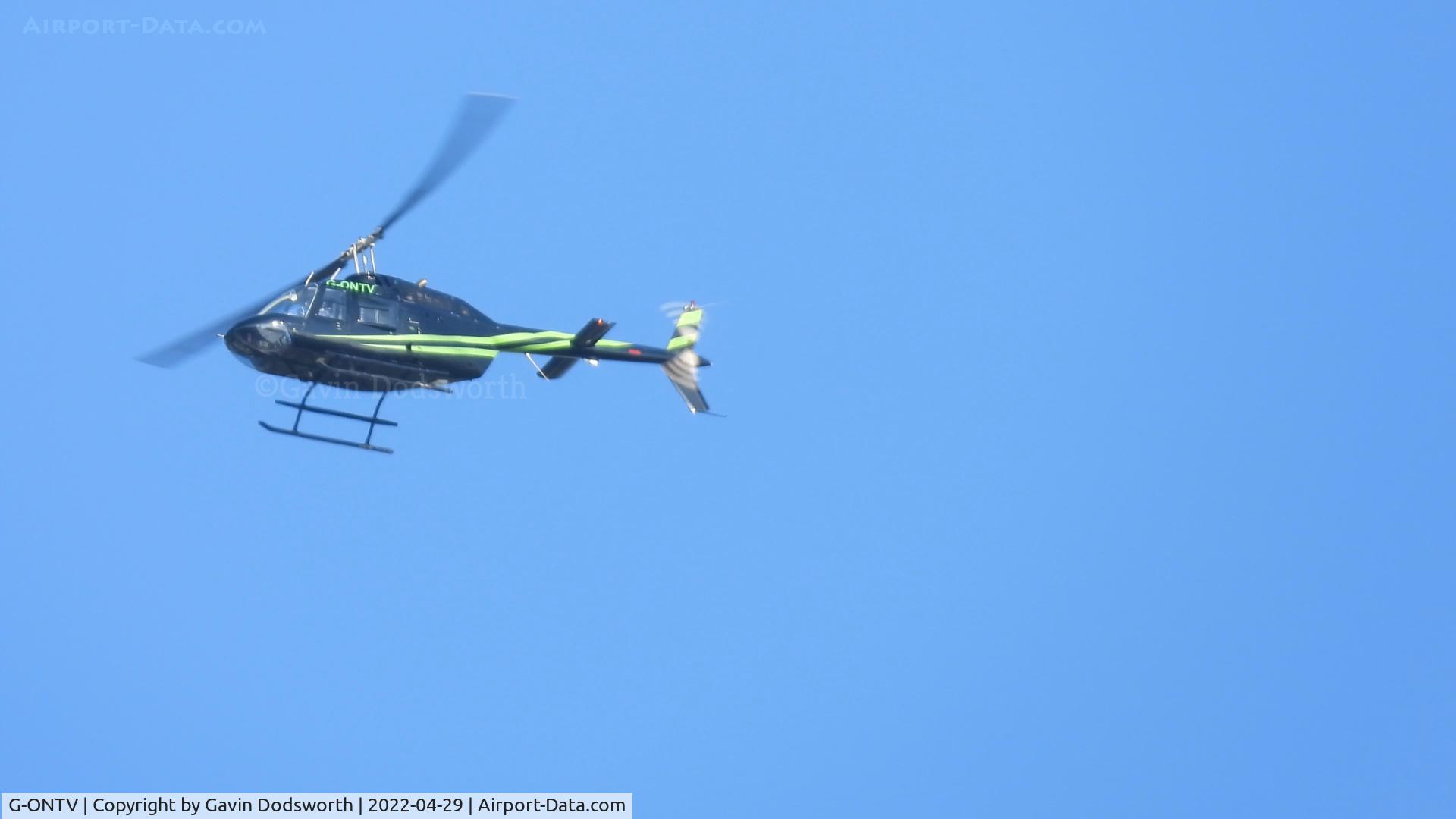 G-ONTV, 1991 Agusta AB-206B JetRanger II C/N 8733, Heading north over Darlington on April 29th 2022