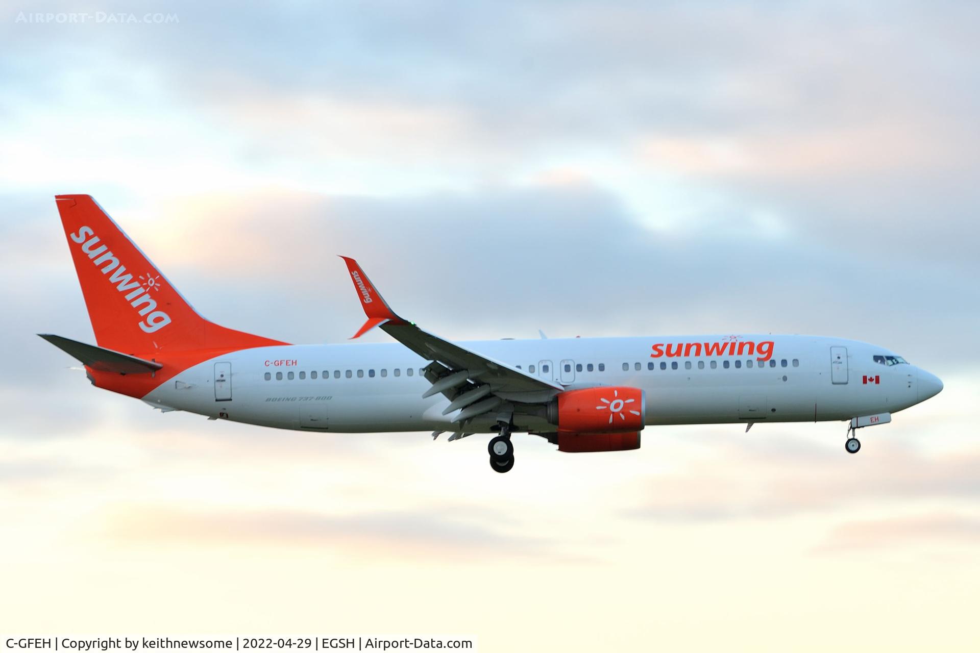 C-GFEH, 2015 Boeing 737-8GS C/N 41608, Arriving at Norwich from Toronto for 