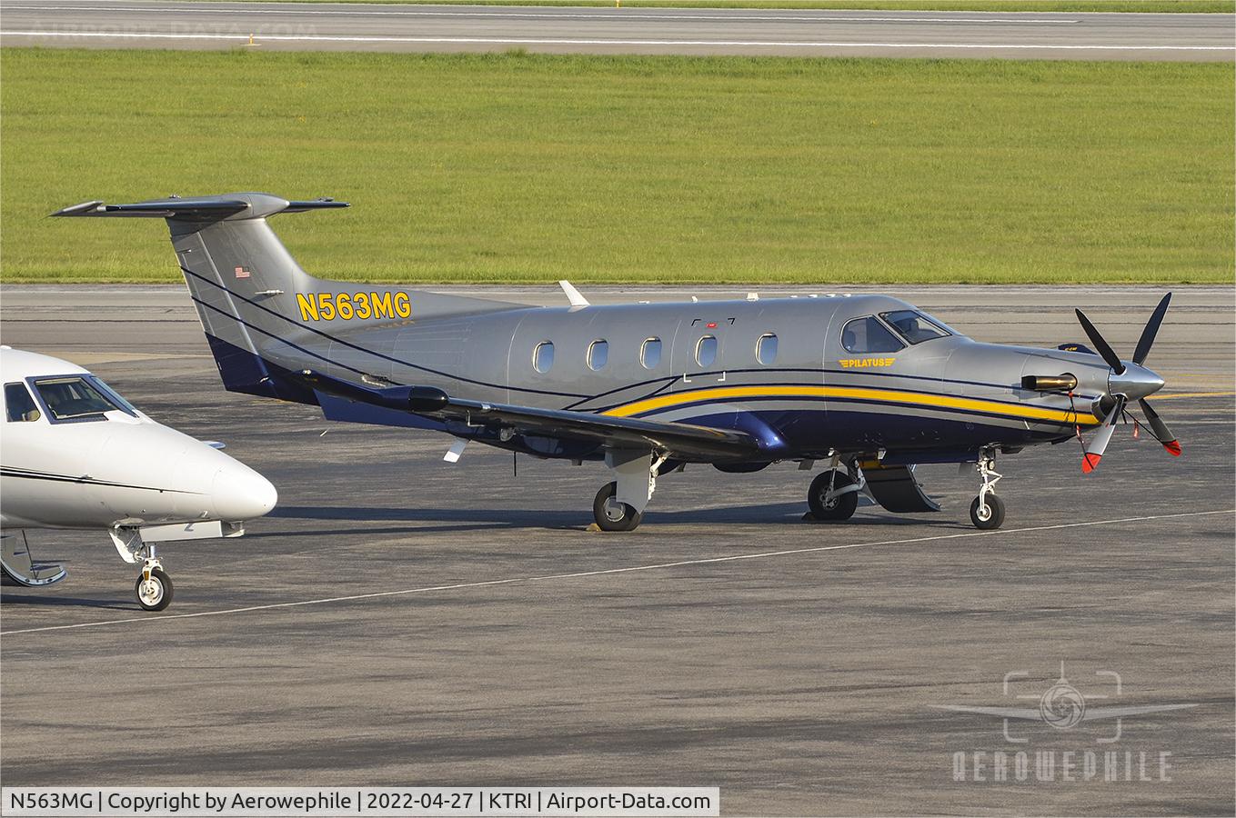 N563MG, 2014 Pilatus PC-12/47E C/N 1511, Parked at Tri-Cities Aviation FBO, at Tri-Cities Airport (KTRI).