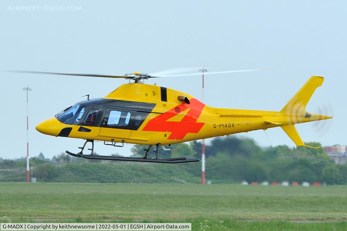 G-MADX, 2018 AgustaWestland AW-119 MKII Koala Koala C/N 14957, Leaving Norwich.