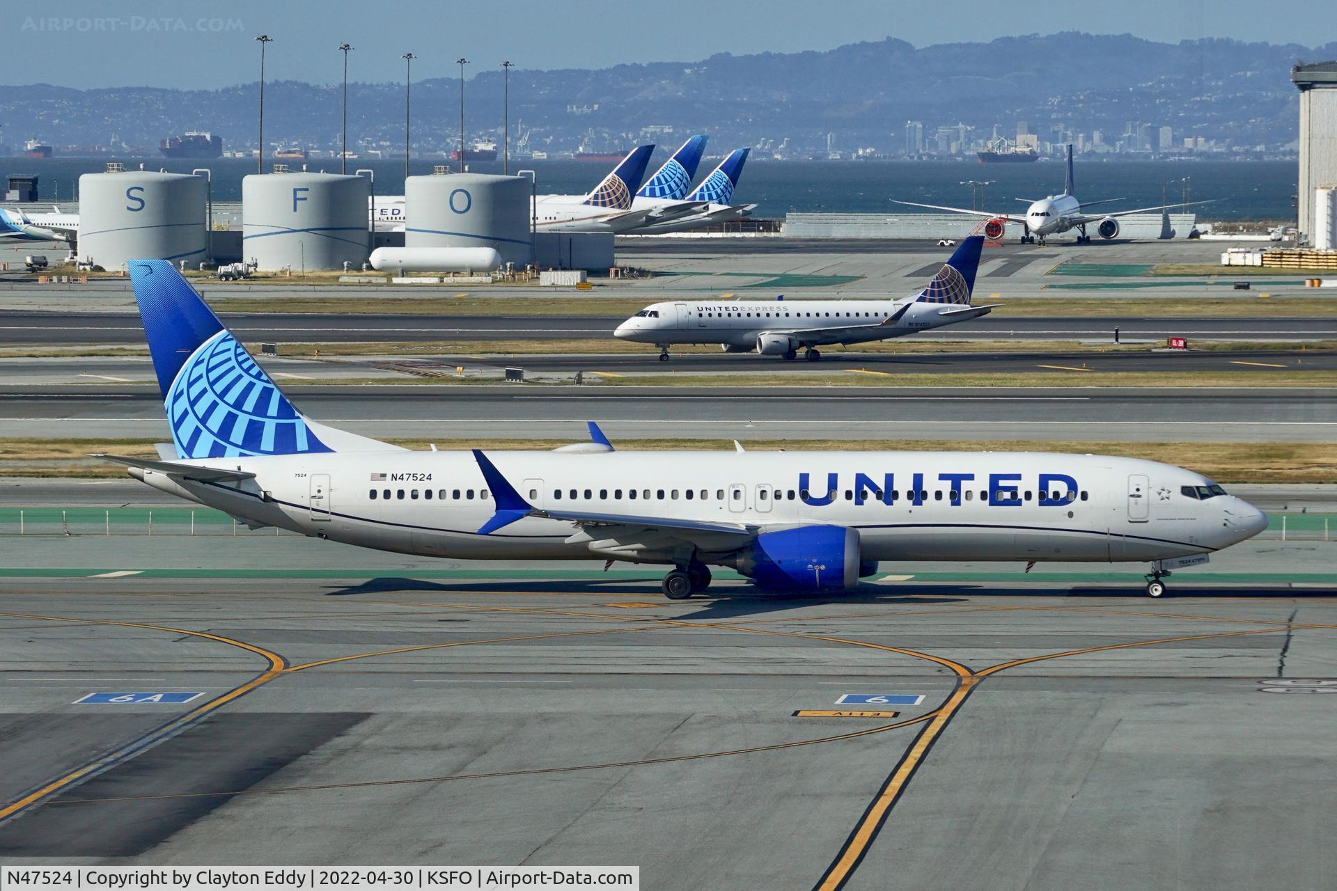 N47524, 2019 Boeing 737-9 MAX C/N 64501, SFO 2022.