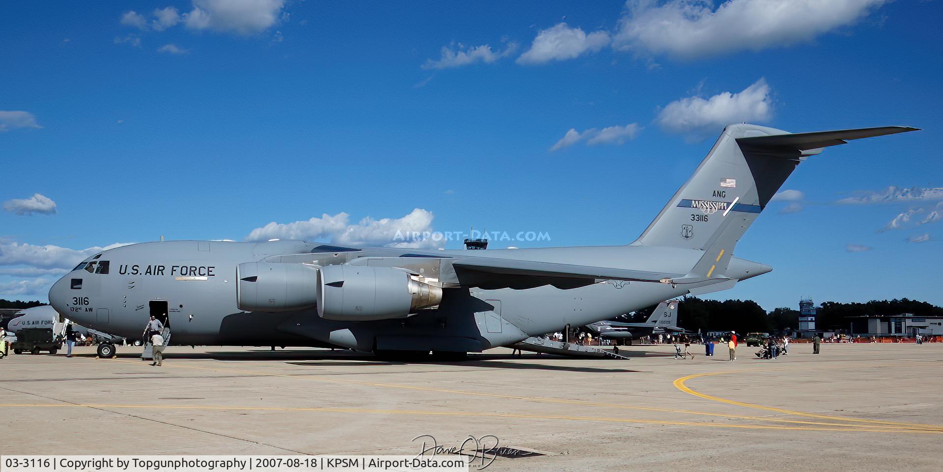 03-3116, 2004 Boeing C-17A Globemaster III C/N F-123, 183rd ARS static display