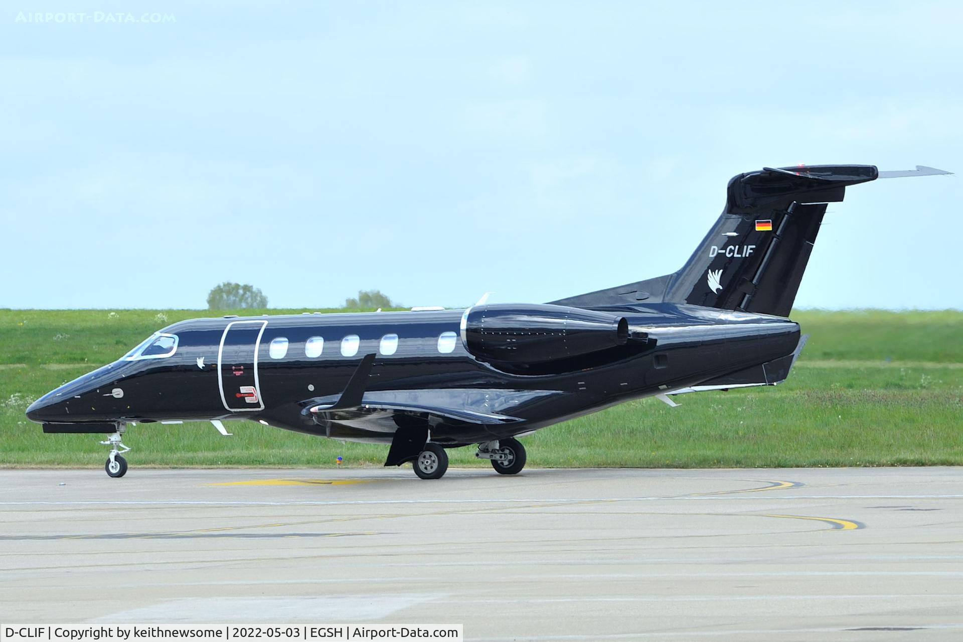 D-CLIF, Embraer EMB-505 Phenom 300 C/N 50500456, Arriving at Norwich from Cannes, France.