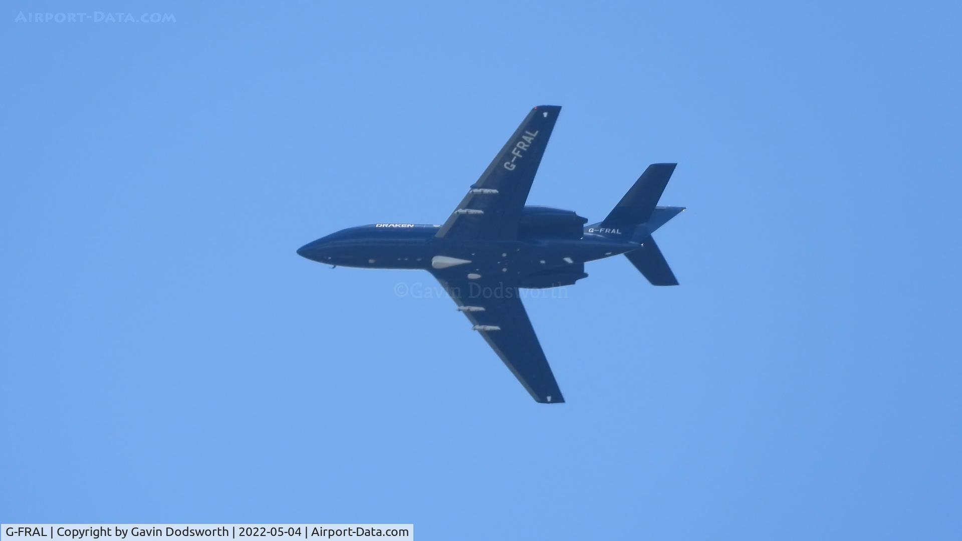 G-FRAL, 1968 Dassault Falcon (Mystere) 20DC C/N 151, Over Darlington on May 4th 2022 after departing Teesside Airport