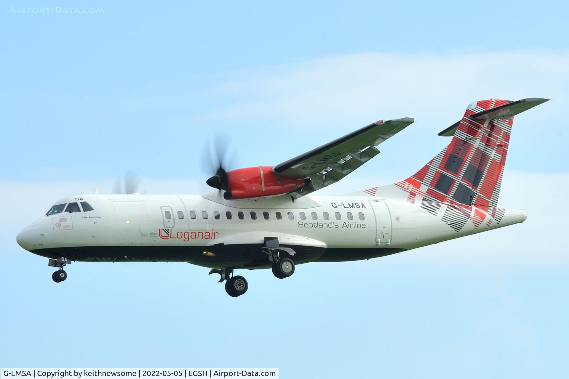 G-LMSA, 2016 ATR 42-600 C/N 1213, Arriving at Norwich from Aberdeen.