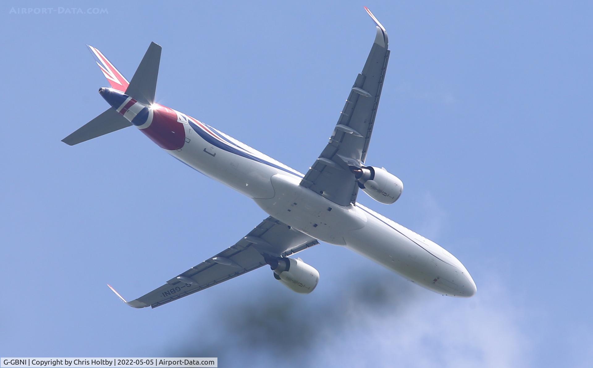 G-GBNI, 2021 Airbus A321-253NX C/N 10238, Titan Airways Airbus A321 out of Stansted & over Amwell, Herts