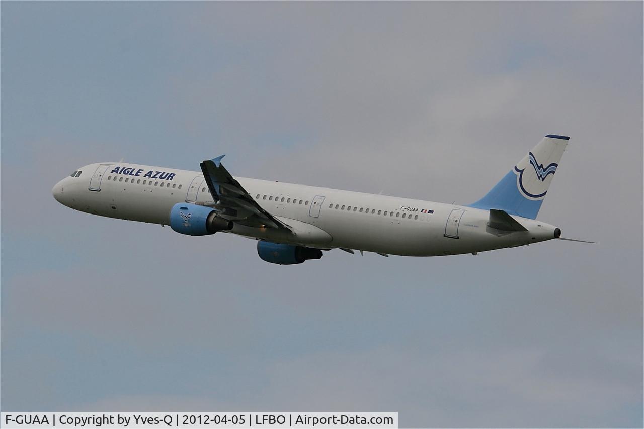 F-GUAA, 1998 Airbus A321-211 C/N 808, Airbus A321-211, Climbing from rwy 32L, Toulouse Blagnac Airport (LFBO-TLS)