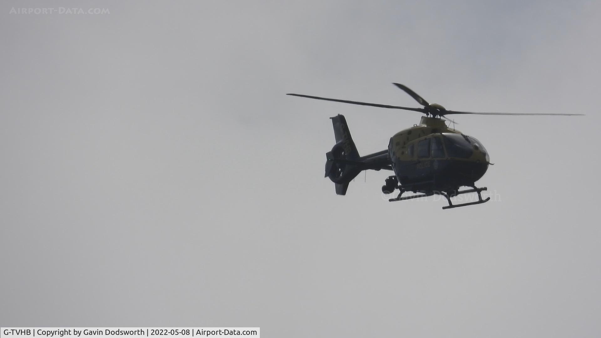 G-TVHB, 2010 Eurocopter EC-135P-2+ C/N 0874, Over Darlington on Sunday 8th May, returning to Newcastle after departing Teesside Airport