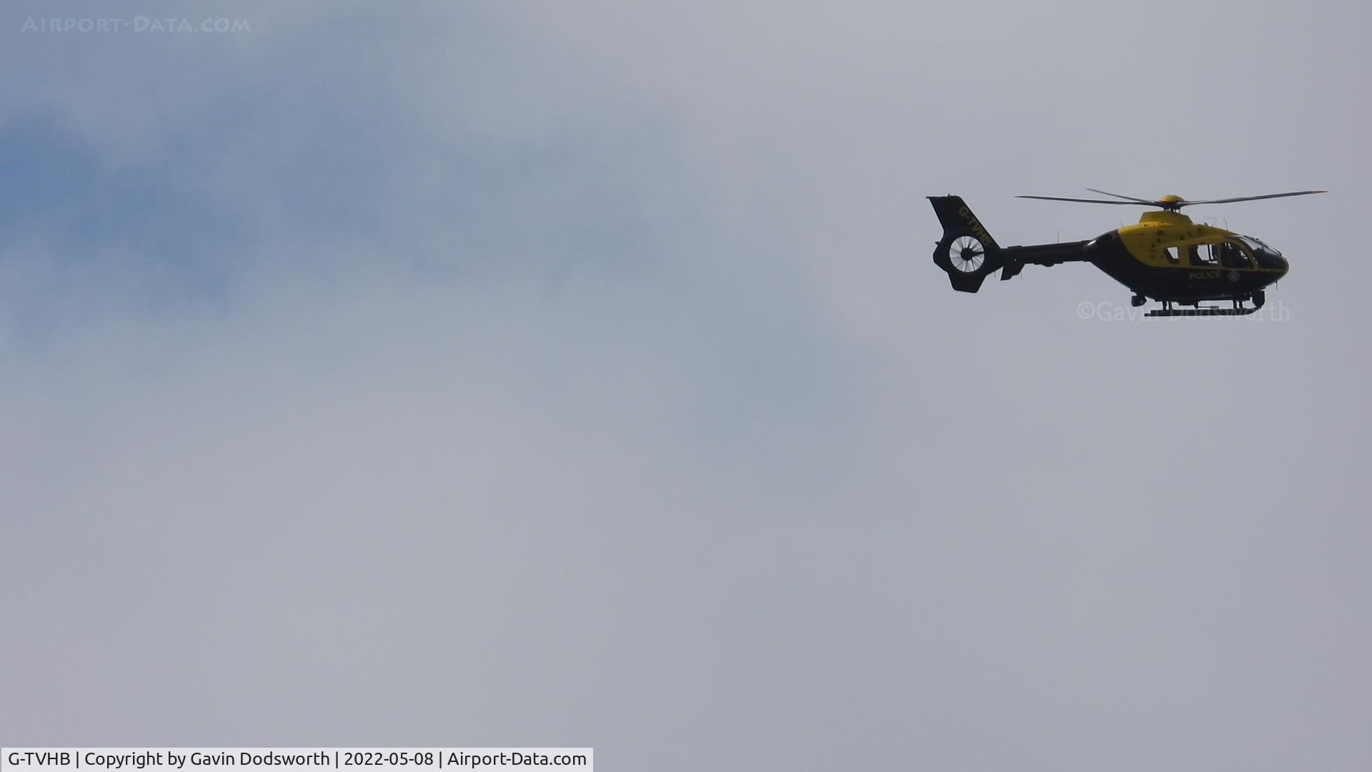 G-TVHB, 2010 Eurocopter EC-135P-2+ C/N 0874, Over Darlington on Sunday 8th May, returning to Newcastle after departing Teesside Airport