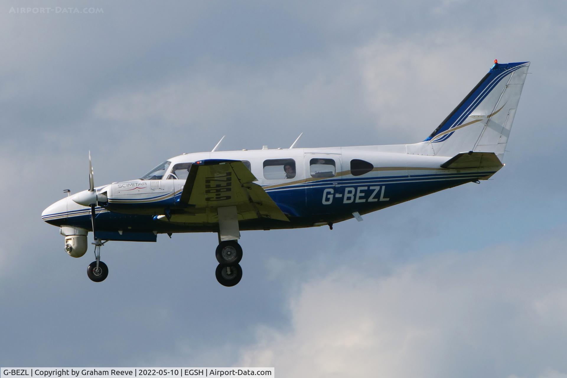 G-BEZL, 1977 Piper PA-31-310 Navajo Navajo C/N 31-7712054, Landing at Norwich.