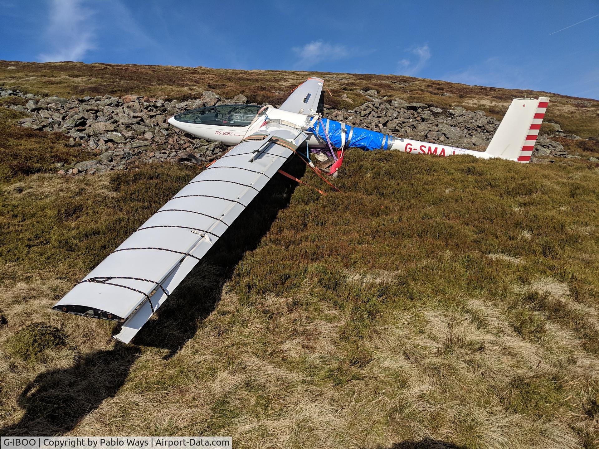 G-IBOO, 2007 DG Flugzeugbau DG-808C C/N 8-378B277X39, Used to be G-SMAJ. 
Crashed on Cheviot.
