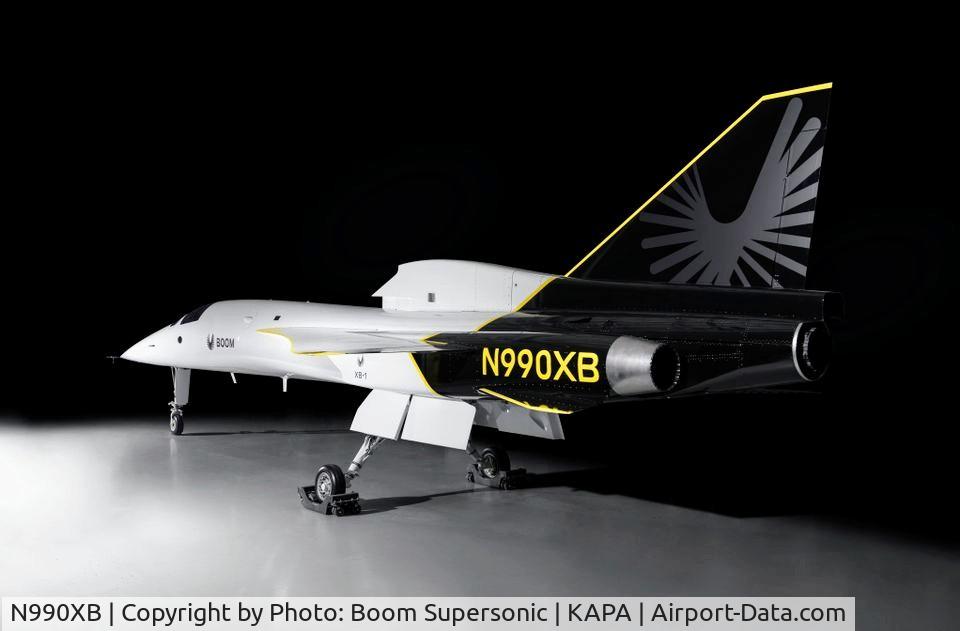 N990XB, Boom XB-1 C/N 001, Experimental supersonic business jet. It has three engines is currently a single-seater aircraft and it has been undertaking taxi tests in Colorado.