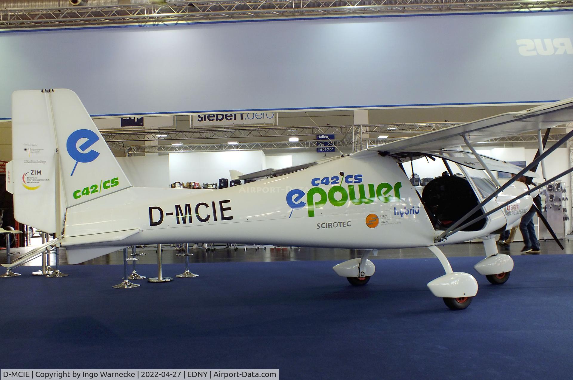 D-MCIE, Comco Ikarus C42CS Cyclone C/N not found_d-mcie, Comco Ikarus C42CS with Geiger electric motor at the AERO 2022, Friedrichshafen